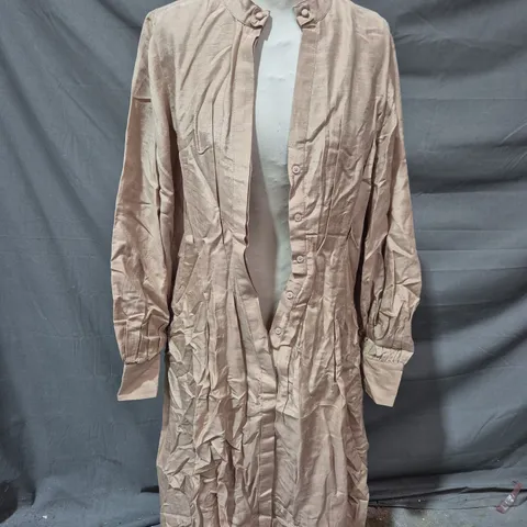 MINT VELVET CAMEL PLEATED MAXI SHIRT DRESS, UK 14