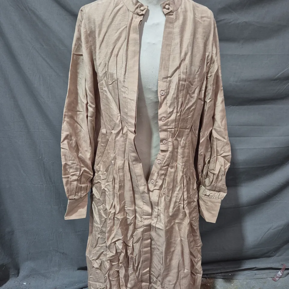 MINT VELVET CAMEL PLEATED MAXI SHIRT DRESS, UK 14