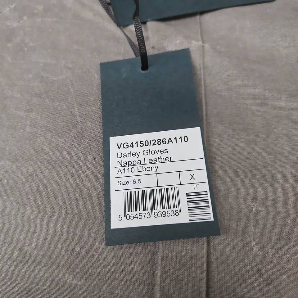 MULBERRY DARLEY GLOVES – NAPPA LEATHER EBONY, SIZE 6.5