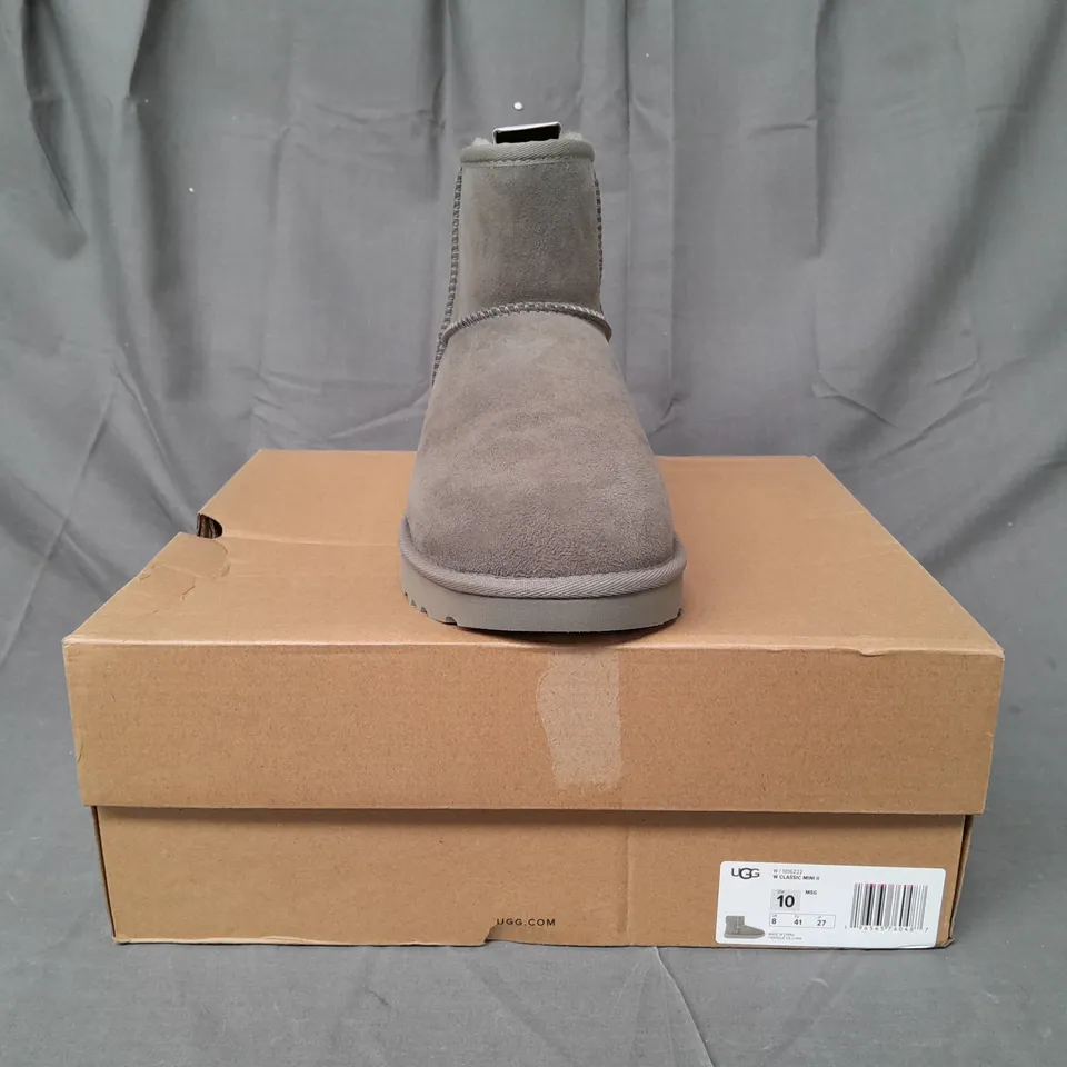 BOXED PAIR OF UGG CLASSIC MINI II SHOES IN GREEN UK SIZE 8