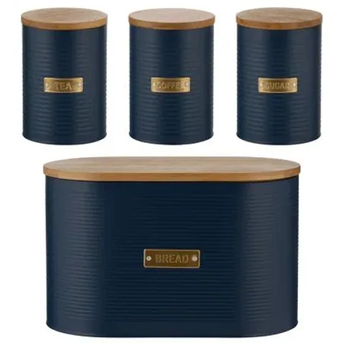 BOXED TYPHOON OTTO NAVY TEA, COFFEE, SUGAR & BREAD BIN (SET OF 4)