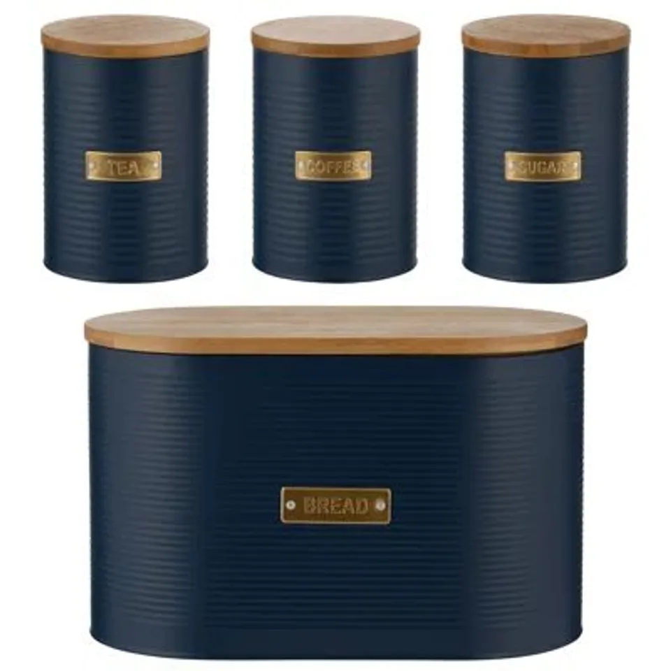 BOXED TYPHOON OTTO NAVY TEA, COFFEE, SUGAR & BREAD BIN (SET OF 4)
