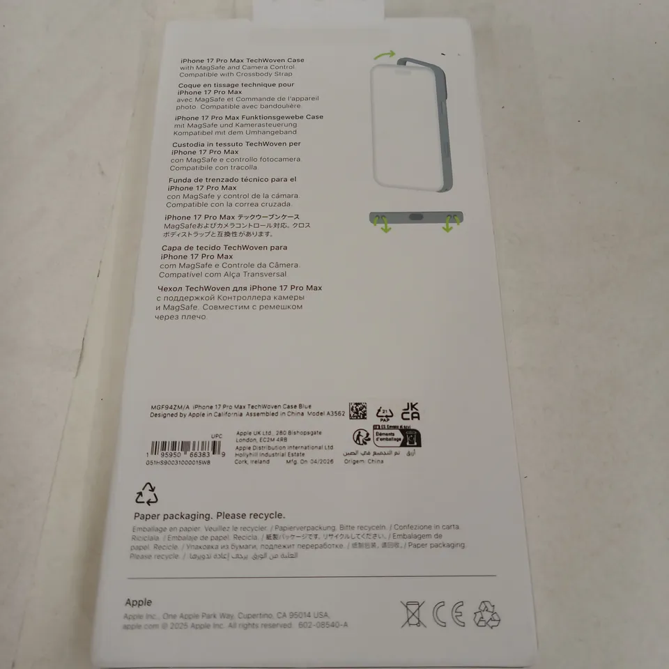 IPHONE 17 PRO MAX TECHWOVEN CASE – MAGSAFE - MGF94ZM/A -(BOXED)