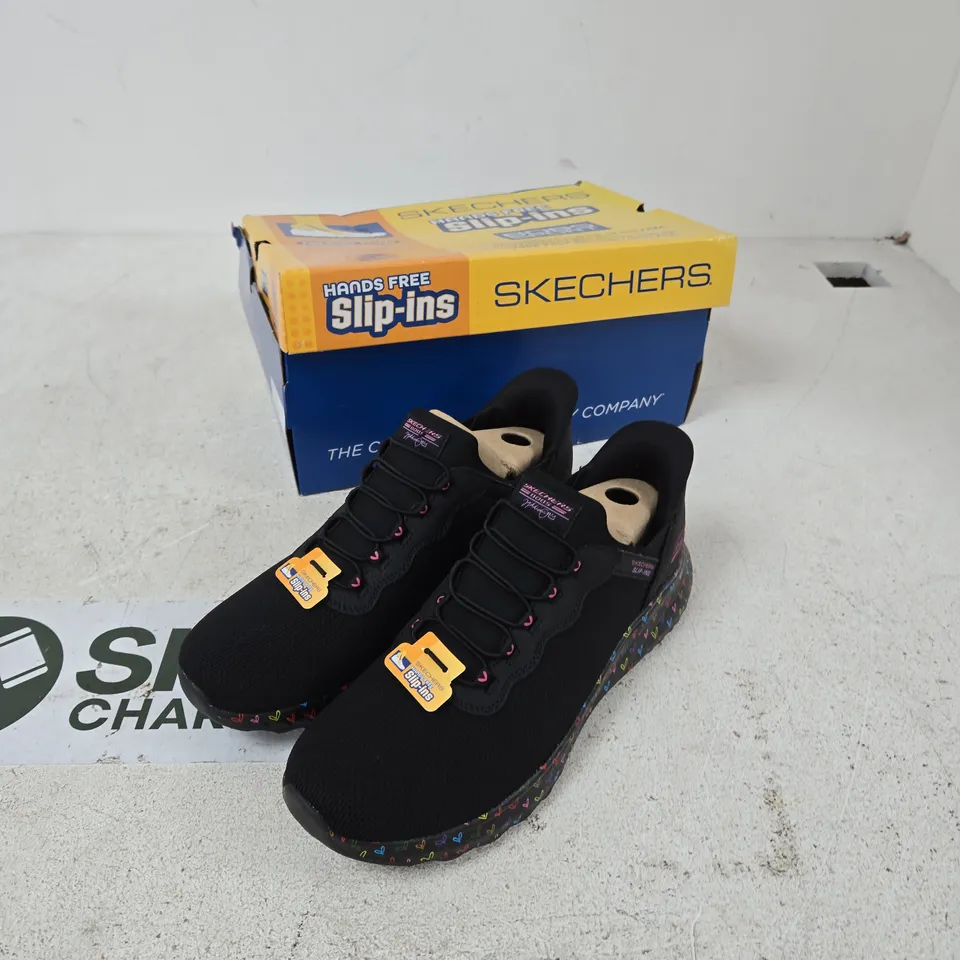 SKECHERS SLIP-INS MEMORY FOAM SHOES – BLACK, WOMEN'S UK 8 (BOBS SPORT)
