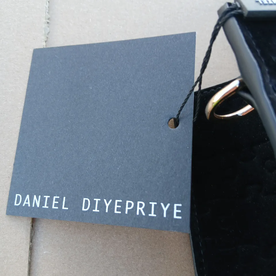 THREE DANIEL DIYEPRIYE BLACK VELVET QUILTED HANDBAG WITH WRAPPED HANDLES