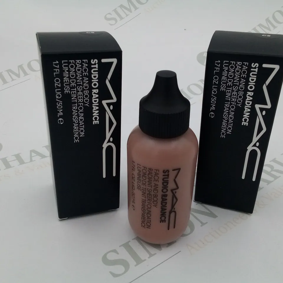 x2 MAC STUDIO RADIANCE FACE AND BODY RADIANT SHEER FOUNDATION 50ML C8