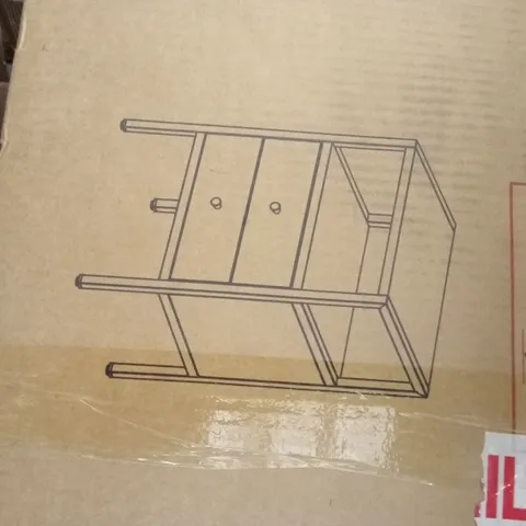 BOXED 40CM CREAM METAL BEDSIDE TABLE 