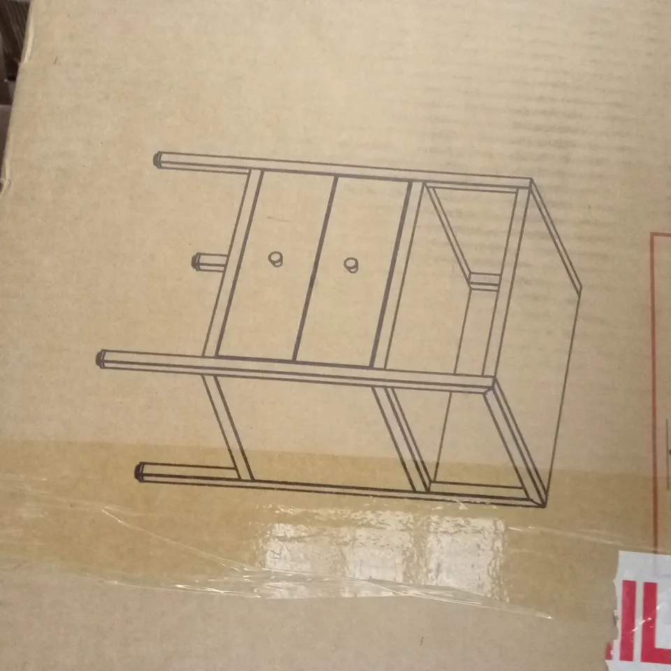 BOXED 40CM CREAM METAL BEDSIDE TABLE 