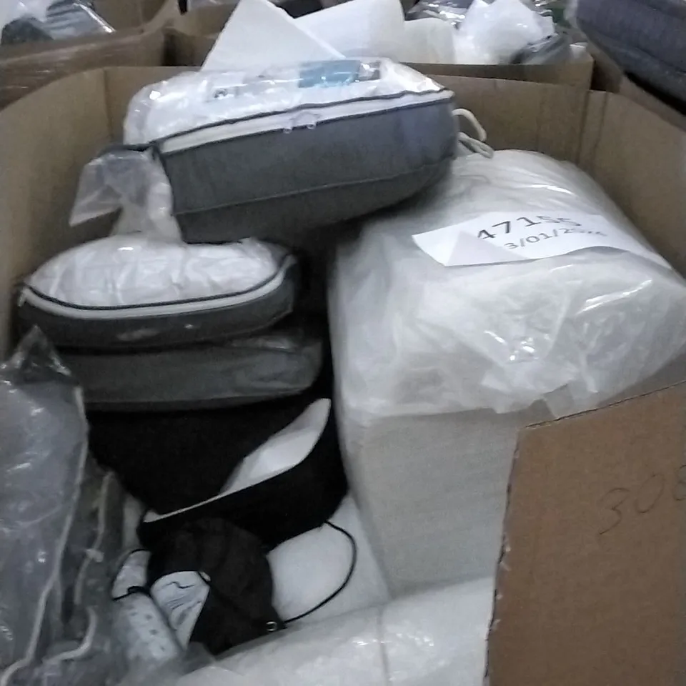 PALLET OF ASSORTED HOUSEHOLD GOODS TO INCLUDE ELEVATION PILLOWS, MATTRESS TOPPERS, AND MEMORY FOAM PILLOWS ETC.