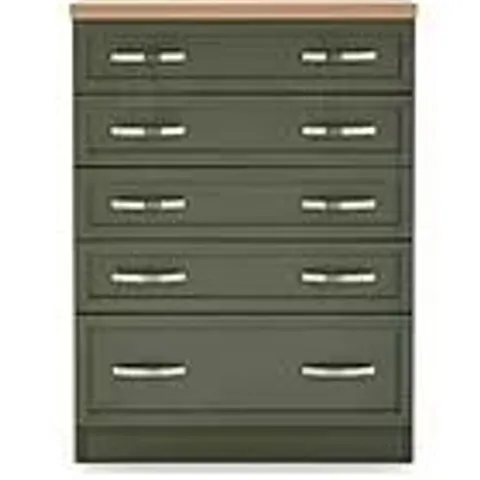 BOXED CAMBERLEY 5-GRADUATED DRAWER CHEST - GREEN (1 BOX)