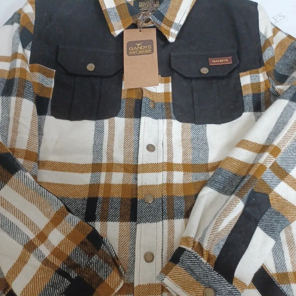 GANDYS OFF WHITE CHECK SHACKET - XS