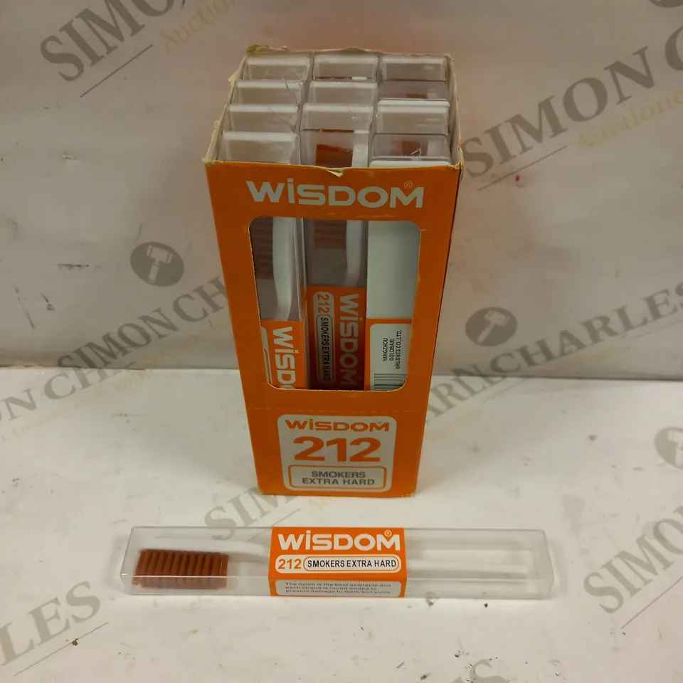BOX OF 12 WISDOM 212 SMOKERS EXTRA HARD TOOTHBRUSHES 