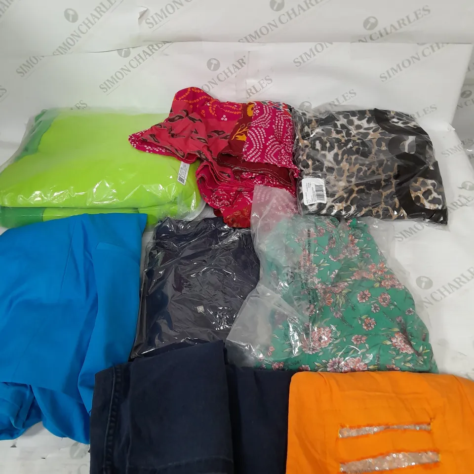 LARGE BOX OF ASSORTED CLOTHING ITEMS TO INCLUDE LINGERIE, DRESSES AND JUMPERS