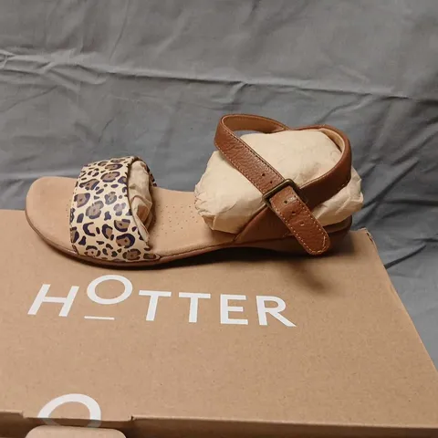 HOTTER WOMEN'S LEOPARD LEATHER SANDALS – UK 4 1/2 (US 6 1/2, EU 37 1/2)