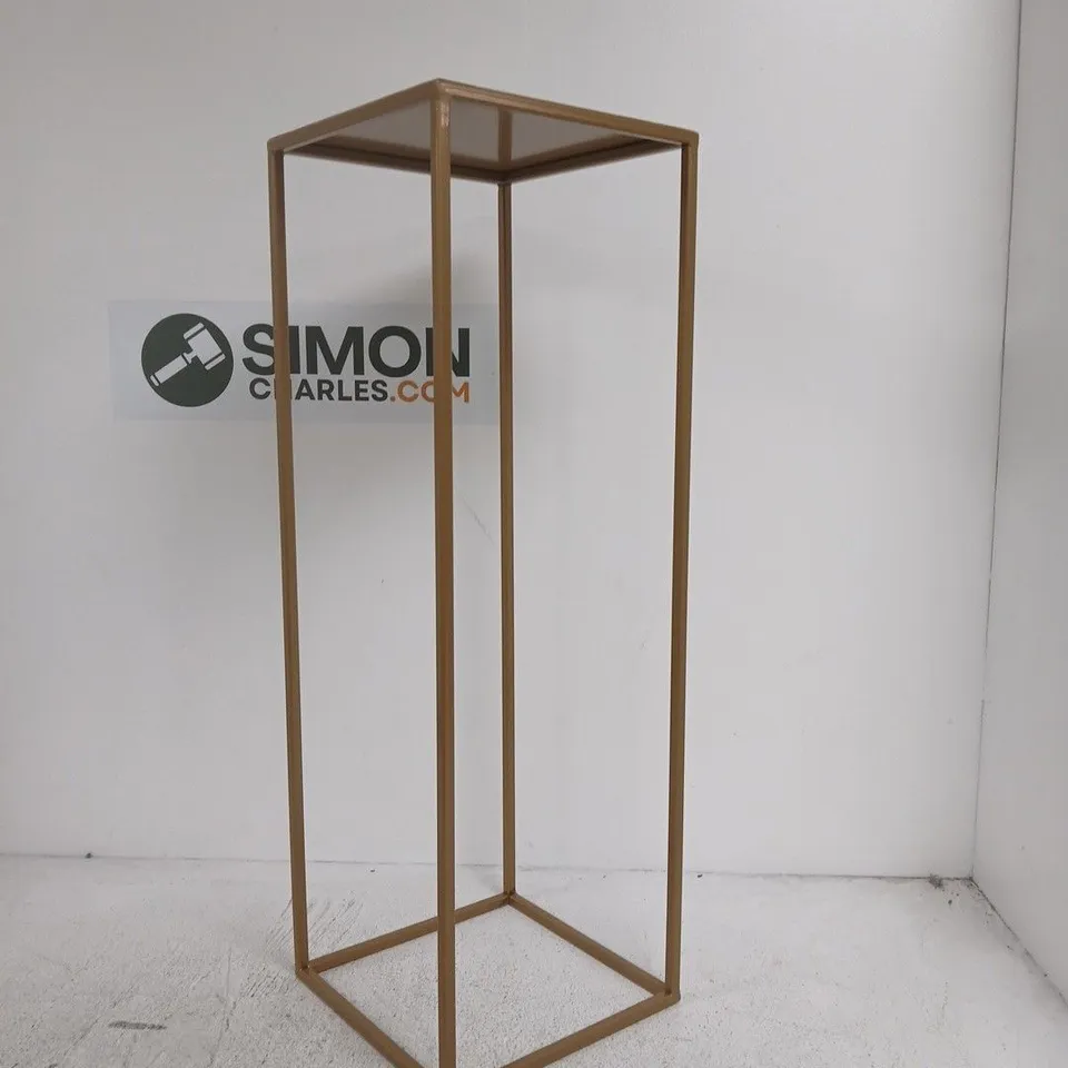 BRASS-FINISH METAL PEDESTAL SIDE TABLE