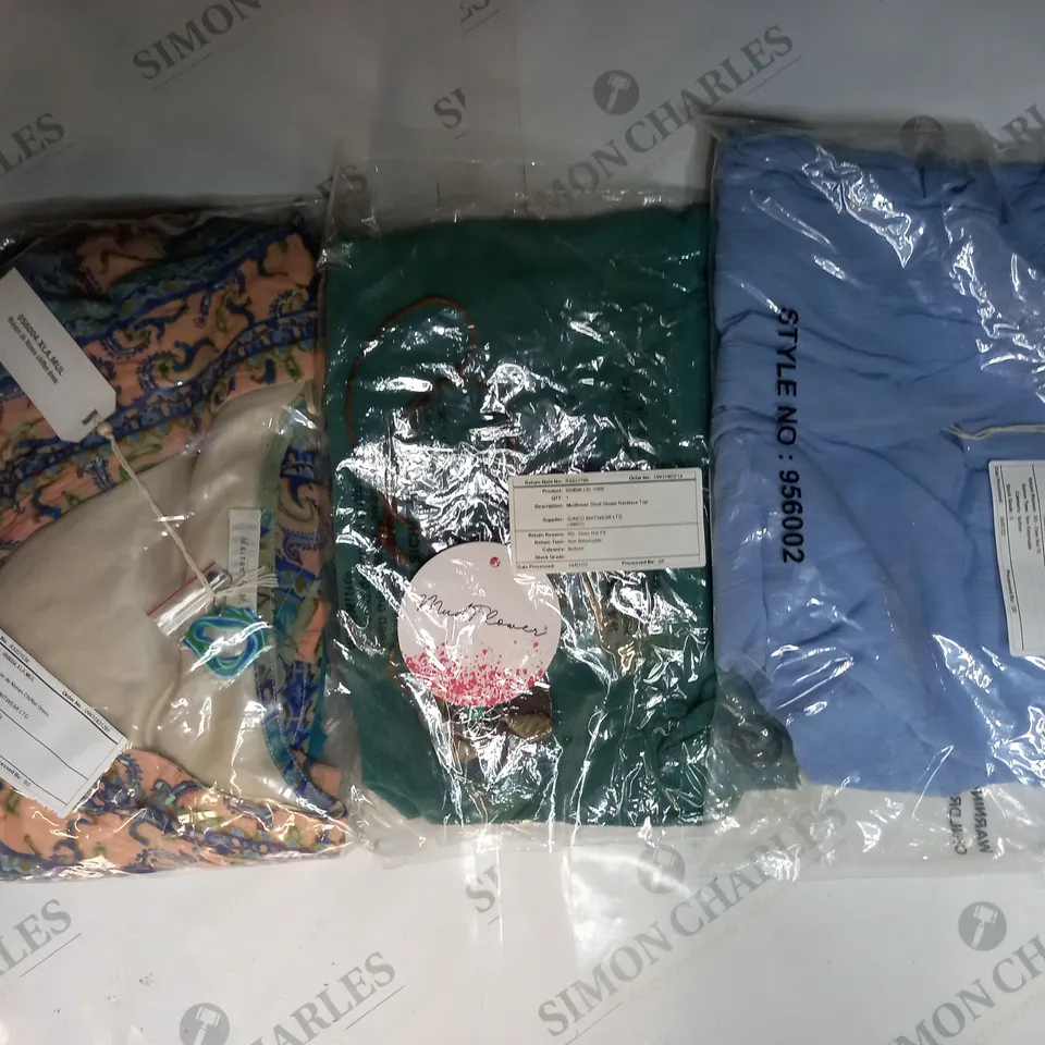 APPROXIMATELY 10 ASSORTED CLOTHING ITEMS IN VARIOUS STYLES AND SIZES TO INCLUDE MAISON, MUDFLOWER, ETC