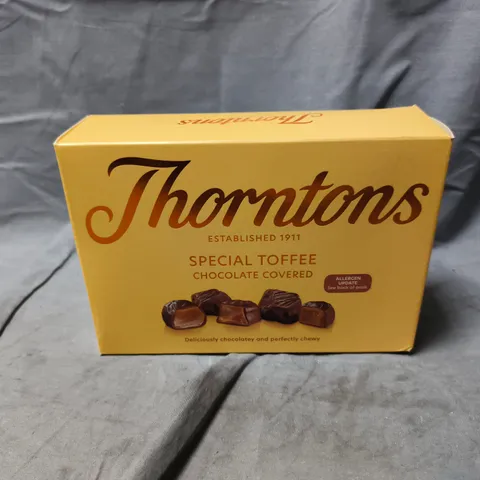 APPROXIMATELY 9 THORNTONS SPECIAL TOFFEE CHOCOLATE COVERED BOXED CHOCOLATES