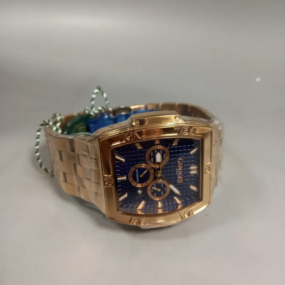 BOXED GAMAGES MAGNITUDE ROSE GOLD STAINLESS STEEL WATCH 