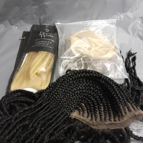 APPROXIMATELY 10 WIGS AND HAIRPIECES ASSORTED COLOURS AND STYLES