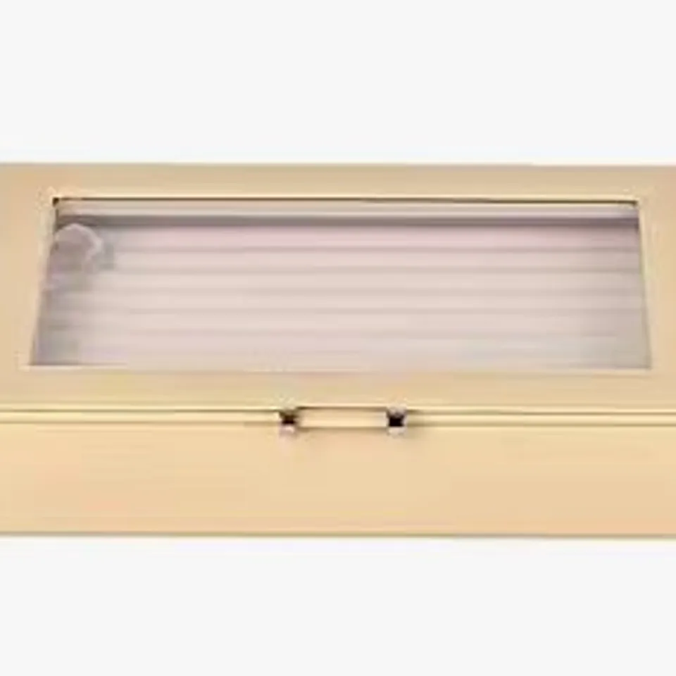 24 PORTABLE VELVET RING BOX WITH GLASS WINDOW (HALF BIG & SMALL RING ROWS) (SIZE - 29X18X4 CM) - BEIGE