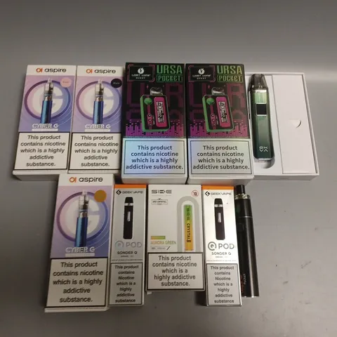 APPROXIMATELY 10 ASSORTED E-CIGARETTE PRODUCTS TO INCLUDE LOST VAPE, SIKE, ASPIRE ETC 