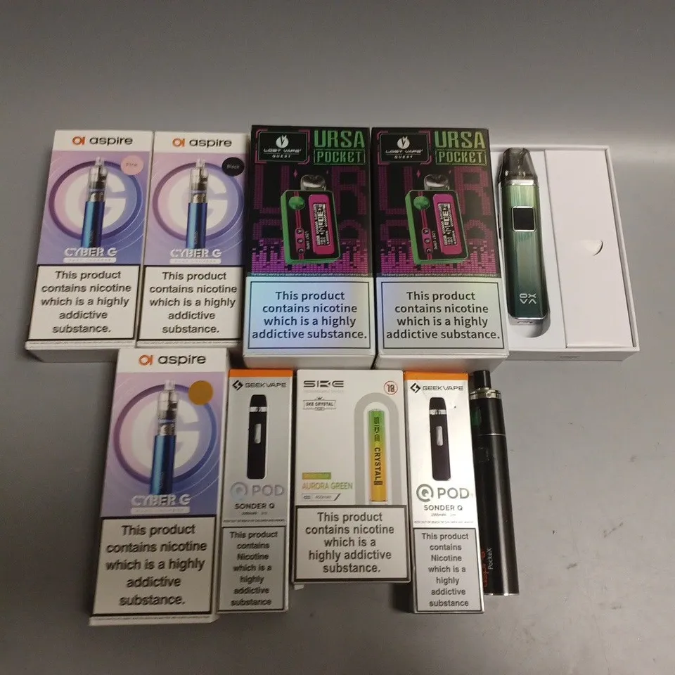 APPROXIMATELY 10 ASSORTED E-CIGARETTE PRODUCTS TO INCLUDE LOST VAPE, SIKE, ASPIRE ETC 
