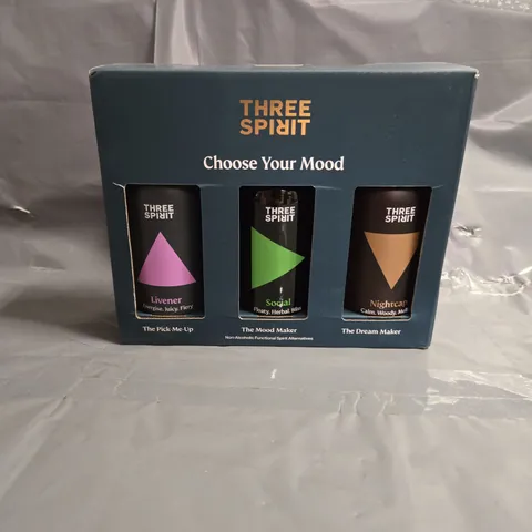 BOXED THREE SPIRIT NON-ALCOHOLIC FUNCTIONAL SPIRIT ALTERNATIVES 3X20CL - COLLECTION ONLY