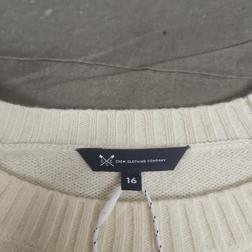 CREW CLOTHING COMPANY KNIT SWEATER – CREAM, UK SIZE 16