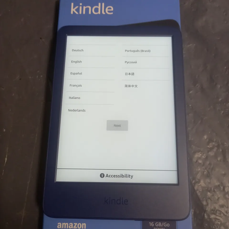 BOXED AMAZON KINDLE 16GB IN DENIM