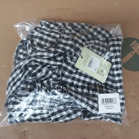 BAGGED NOBODY'S CHILD MILLIE MINI DRESS IN BLACK/WHITE SIZE UK 10