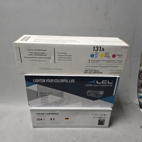BOX OF APPROXIMATELY 10 ASSORTED PRINTER CARTRIDGES & TONER CARTRIDGES TO INCLUDE - HP LASER JET PRO , TONER CARTRIDGE , DRUM UNIT ETC