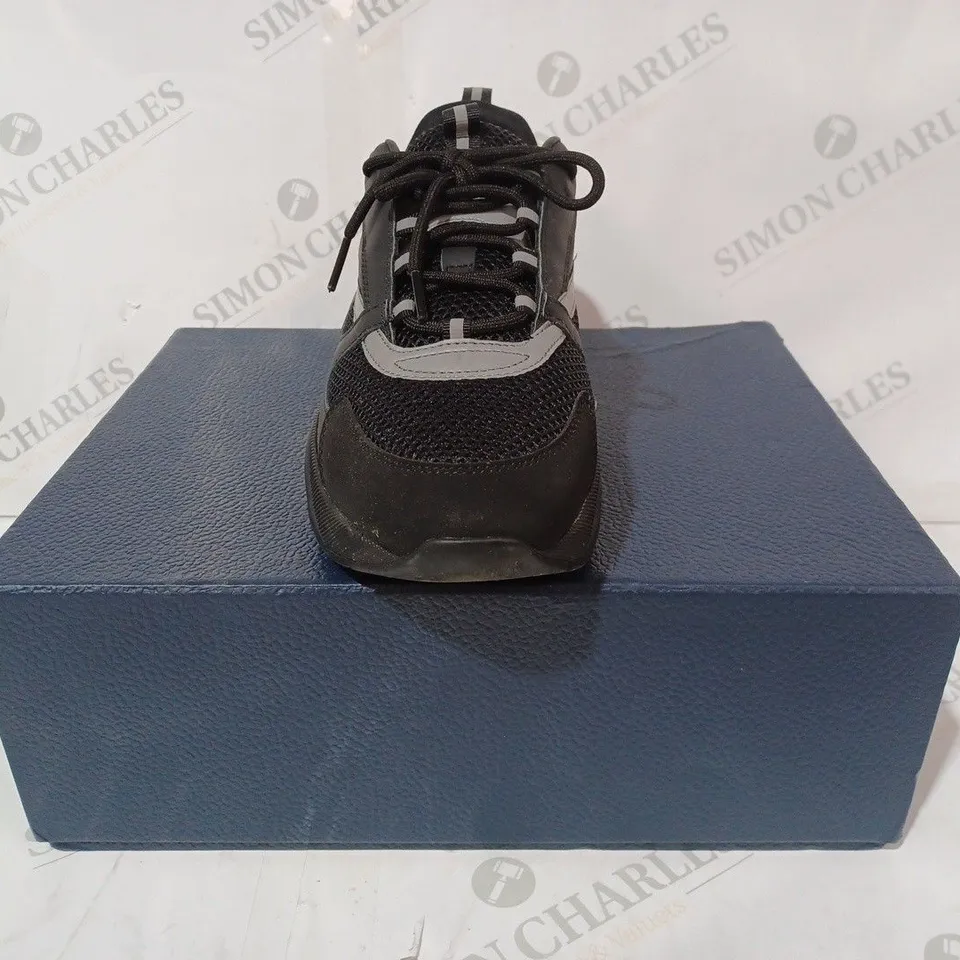 BOXED PAIR OF DIOR TRAINERS IN BLACK/REFLECTIVE GREY EU SIZE 43