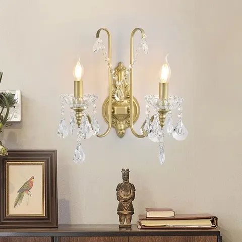 BOXED 2- LIGHT DIMMABLE GOLD CANDLE WALL LIGHT
