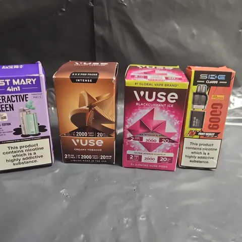 LOT OF APPROXIMATELY 20 ASSORTED ELECTRONIC CIGARETTE ITEMS TO INCLUDE VUSE PODS, LOST MARY AND SIKE PODS