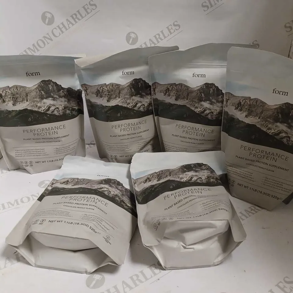 LOT OF 6 FORM PERFORMANCE PROTEIN POWDER (CHOCOLATE PEANUT - 6x 520G)