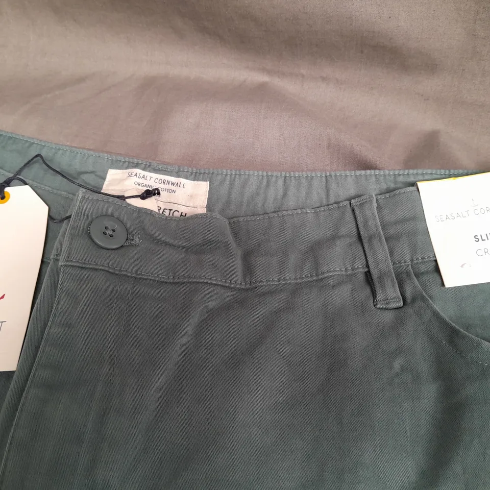 SEASALT CORNWALL PETITE SLIM ALBERT QUAY CROP IN DARK LICHEN - UK 22