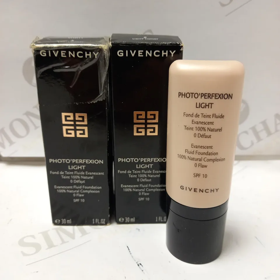 LOT OF 2 X 30ML GIVENCHY PHOTO' PERFEXION LIGHT FLUID FOUNDATION - 5 LIGHT HONEY