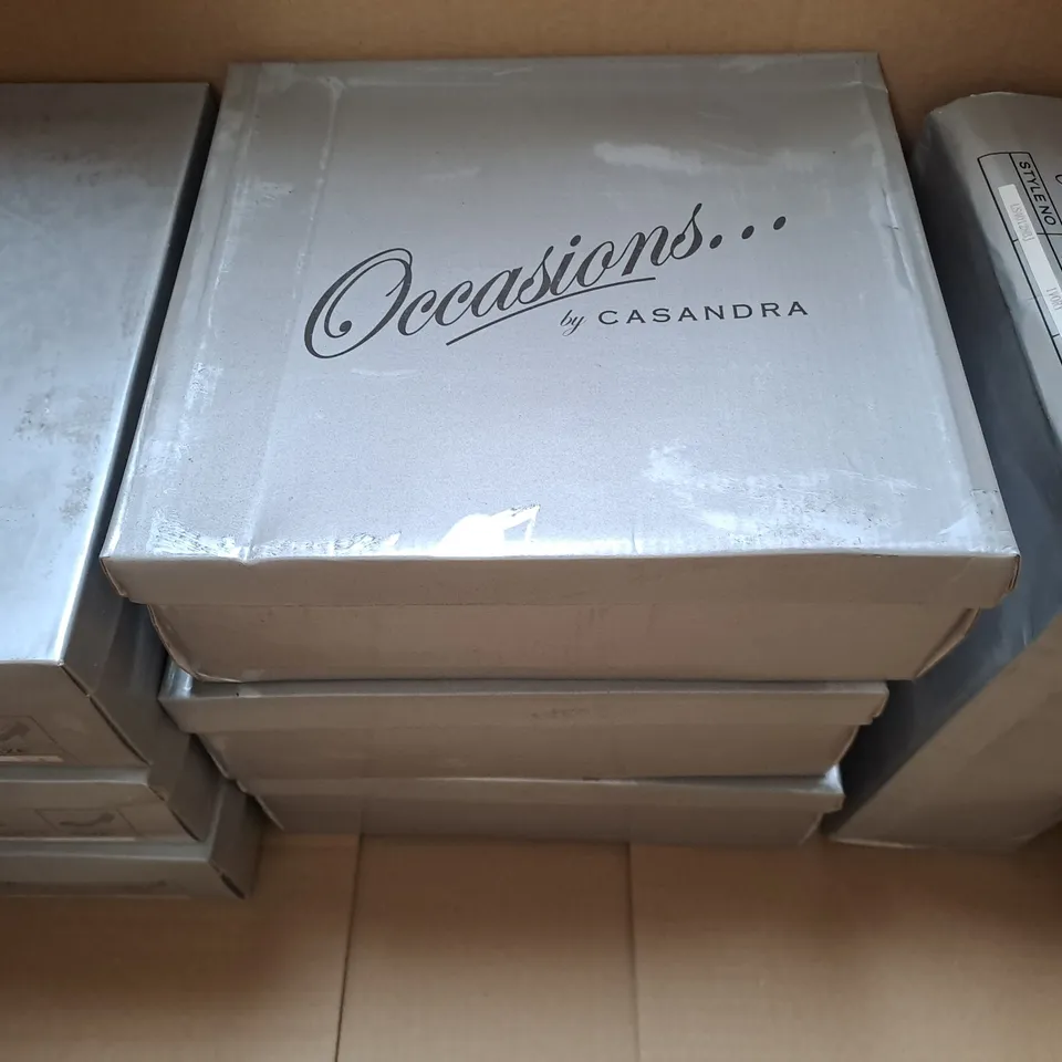 BOX OF APPROXIMATELY 10 ASSORTED PAIRS OF SHOES IN VARIOUS COLOURS, STYLES, AND SIZES