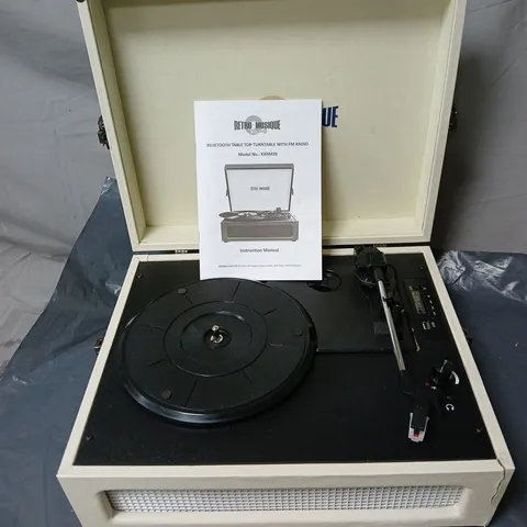 RETRO MUSIQUE BLUETOOTH TABLE TOP TURNTABLE WITH FM RADIO BOXED