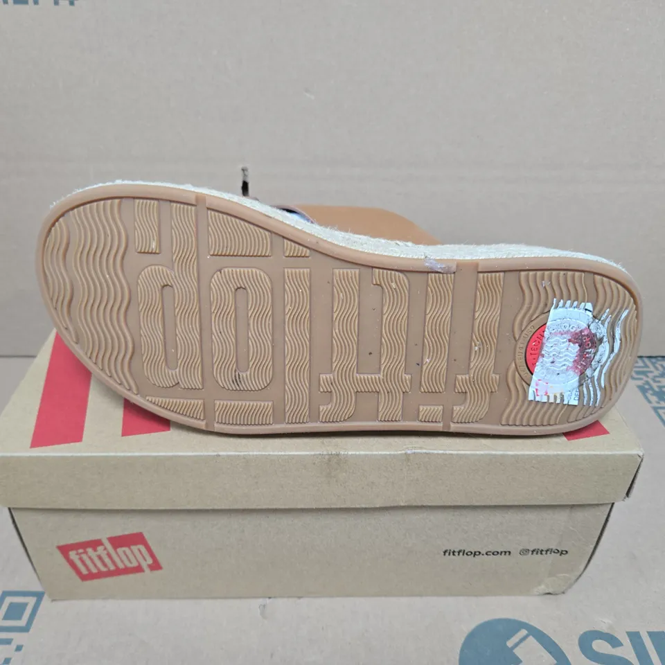 FITFLOP F-MODE ESPADRILLE LEATHER FLATFORM CROSS SLIDE SANDAL SIZE 7