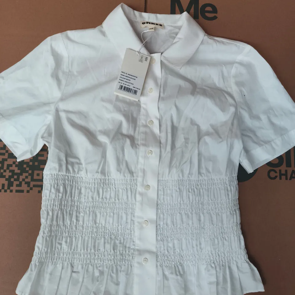 OMNES MERIDA BLOUSE IN WHITE SIZE UK 12