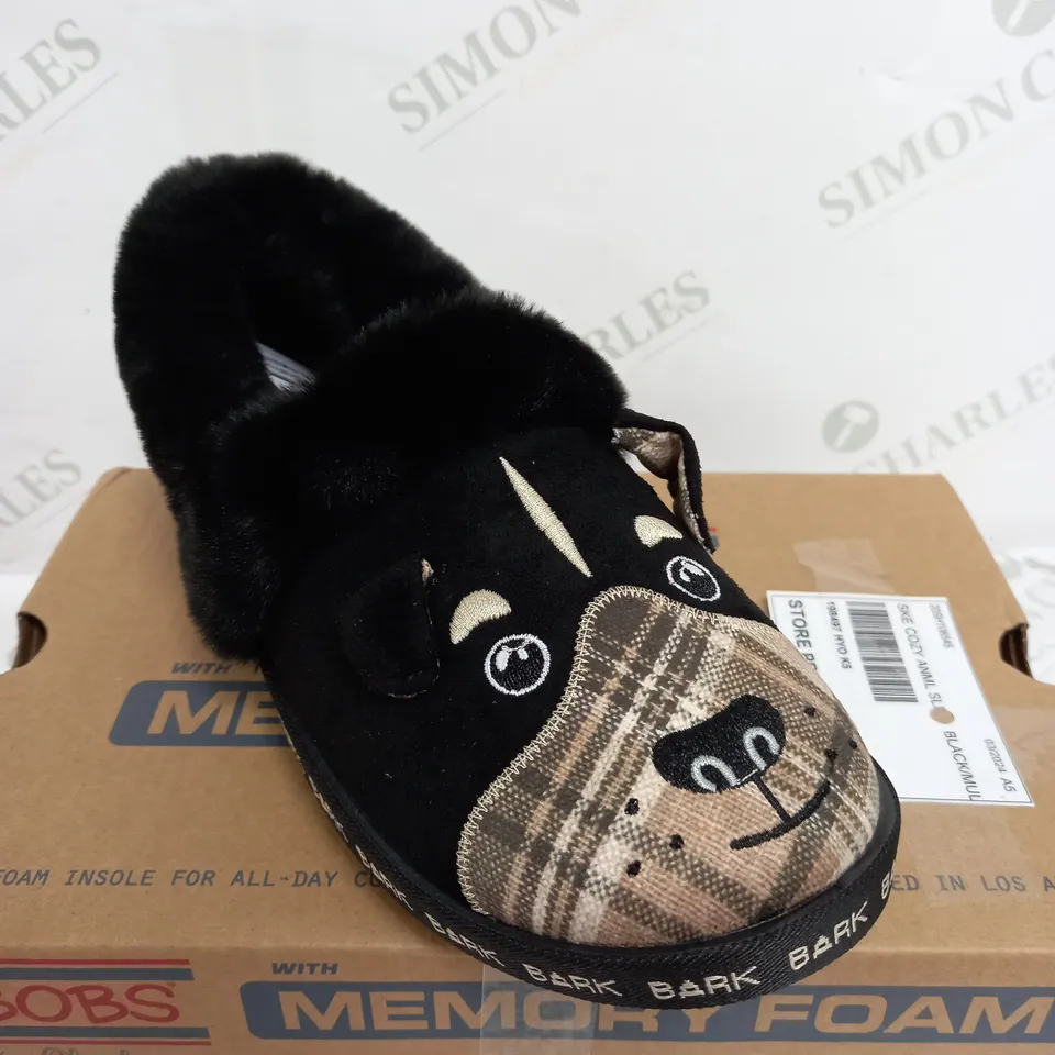 SKECHERS DOG COZEE ANIMAL SLIPPERS IN BLACK - UK 5