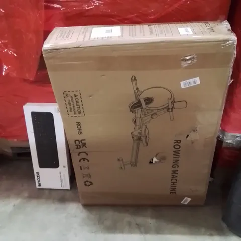 PALLET OF ASSORTED HOUSEHOLD GOODS AND PRODUCTS TO INCLUDE;KEYBOARD,ROWING MACHINE 