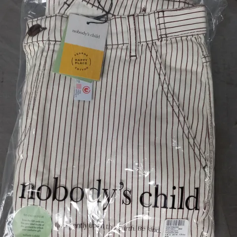 NOBODY'S CHILD PINSTRIPE JEANS IN CREAM SIZE 12