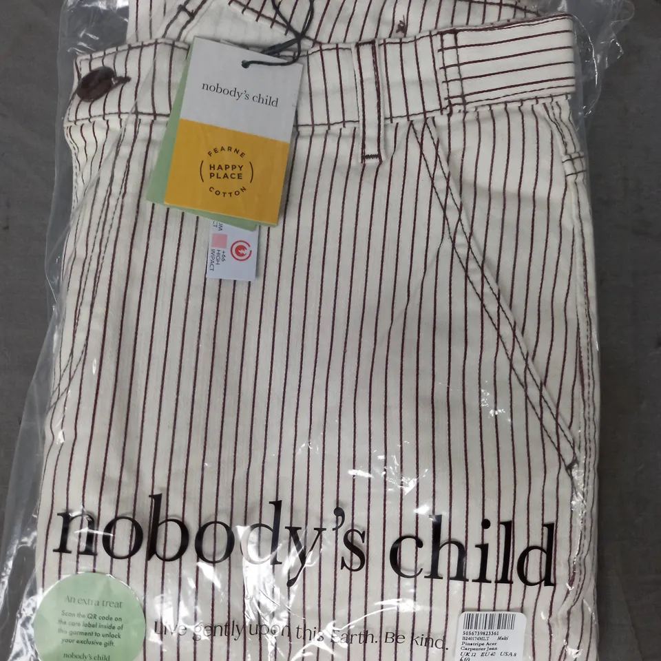NOBODY'S CHILD PINSTRIPE JEANS IN CREAM SIZE 12