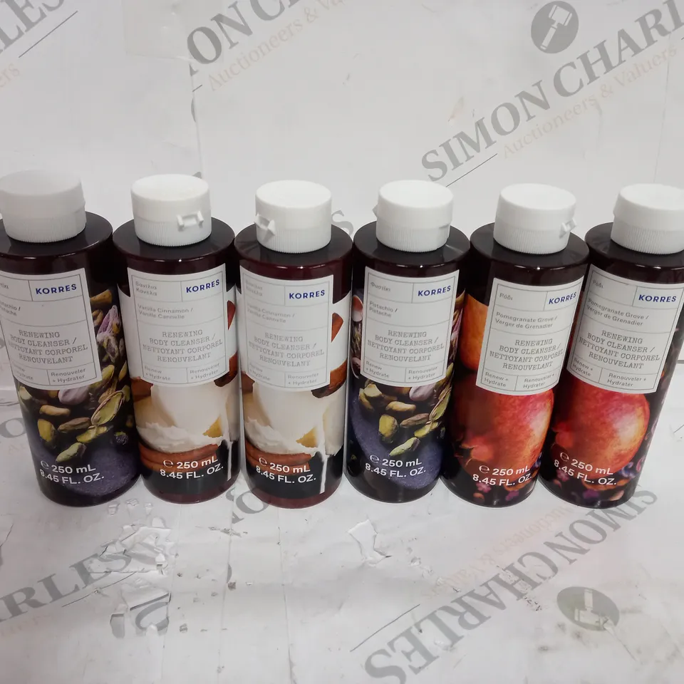 BOX OF ASSORTED KORRES BODY CLEANSER AND BODY BUTTER