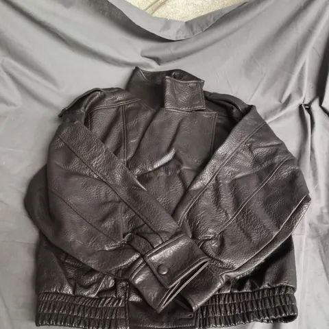 ZARA BLACK LEATHER-LOOK BIKER JACKET – WOMEN'S – SIZE S 