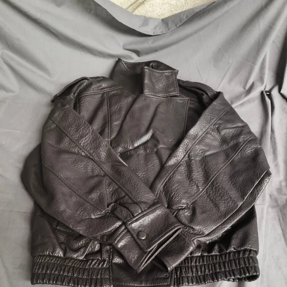 ZARA BLACK LEATHER-LOOK BIKER JACKET – WOMEN'S – SIZE S 