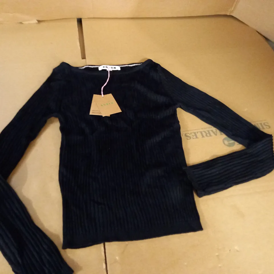 BODEN BLACK RIBBED TOP - S