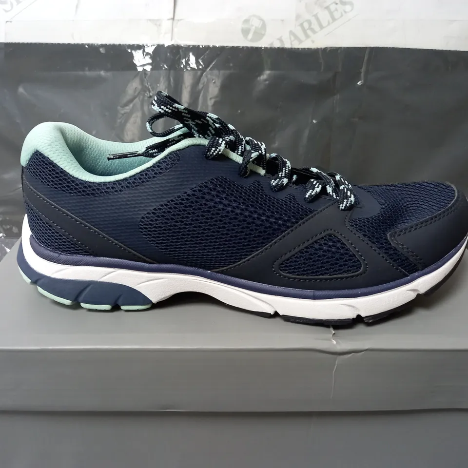 BOXED PAIR OF VIONIC NAVY TRAINERS - SIZE 7